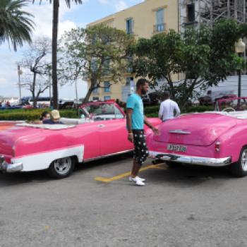 Havanna - Alte amerikanische Straßenkreuzer, wie Cadillacs, Chevrolets, Studebakers, Pontiacs, oder Packards, gibt es zumeist in den Farben pink, rosa, hellblau und türkis. - (c) Gabi Dräger