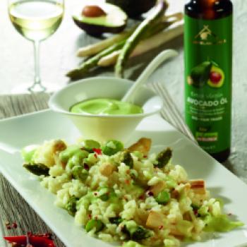 Spargel-Risotto mit Avocado - (c) Neuseelandhaus Avocadoöl