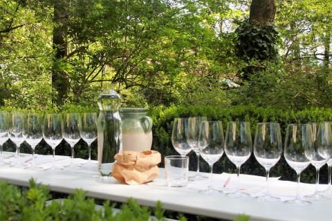 Die Gläser für das Weinseminar im Park stehen bereit- (c) Jörg Bornmann Die Gläser für das Weinseminar im Park stehen bereit- (c) Jörg Bornmann