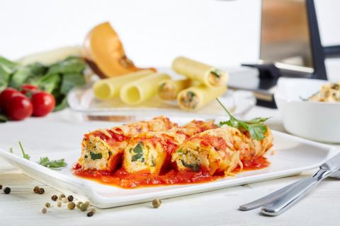 Cannelloni mit Kürbis-Mangold-Füllung - (c) GEFU Cannelloni mit Kürbis-Mangold-Füllung - (c) GEFU