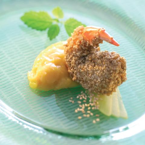 Sesamgarnelen mit Riesling-Mangochutney - (c) Deutsches Weininstitut