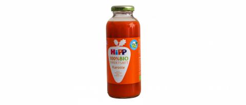 100% Biodirektsaft Karotte von Hipp - Eltern müssen für den Karottensaft nun besonders tief ins Portemonnaie greifen: Hipp hat die Flasche von 500 auf 330 Milliliter verkleinert. Der Preis hat sich dabei um 95 Prozent erhöht – auf 4,50 Euro je Liter - (c) foodwatch 100% Biodirektsaft Karotte von Hipp - Eltern müssen für den Karottensaft nun besonders tief ins Portemonnaie greifen: Hipp hat die Flasche von 500 auf 330 Milliliter verkleinert. Der Preis hat sich dabei um 95 Prozent erhöht – auf 4,50 Euro je Liter - (c) foodwatch