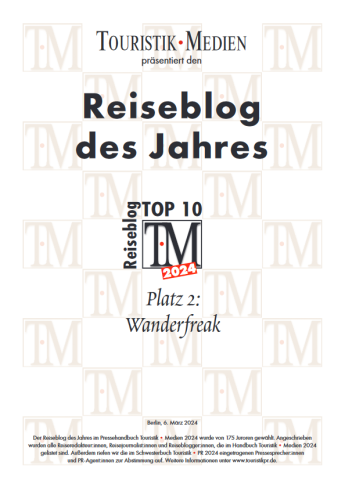 wanderfreak.de - zweit bester Travel-Blog 2024 (bestplatziertes Spezial Interesst Online-Magazin Wandern) wanderfreak.de - zweit bester Travel-Blog 2024 (bestplatziertes Spezial Interesst Online-Magazin Wandern)