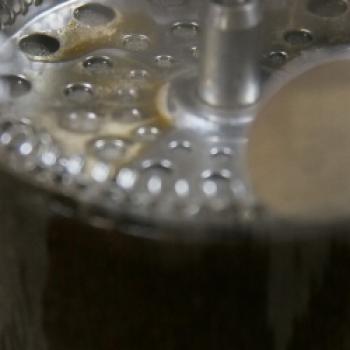 Cold Brew Coffee - Anschließend gut verrühren, den Deckel auf die French Press Kanne setzen und den Stempel leicht andrücken. Das Kaffeepulver sollte unter Wasser gehalten werden - (c) Jörg Bornmann