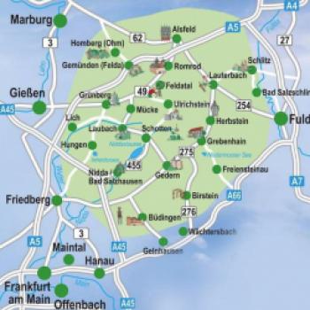Auf dieser Karte bekommt man eine genauere Vorstellung über die Genussregion Vogelsberg - (c) Region Vogelsberg Touristik GmbH