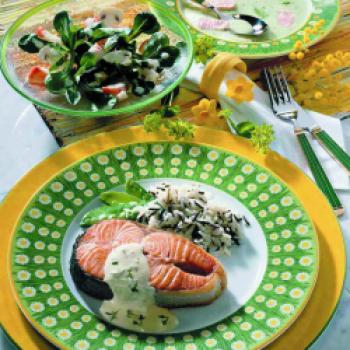 Karfreitagsmenü mit Lachs und Hummerkrabben - <a href="https://www.genussfreak.de/karfreitagsmenue-mit-lachs-und-hummerkrabben" target="_blank">zum Rezept</a>  - (c) ostermenue.de