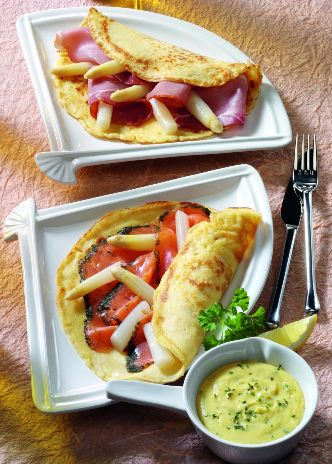 Spargel mit Pfannkuchen und Kräutersauce | Genussfreak